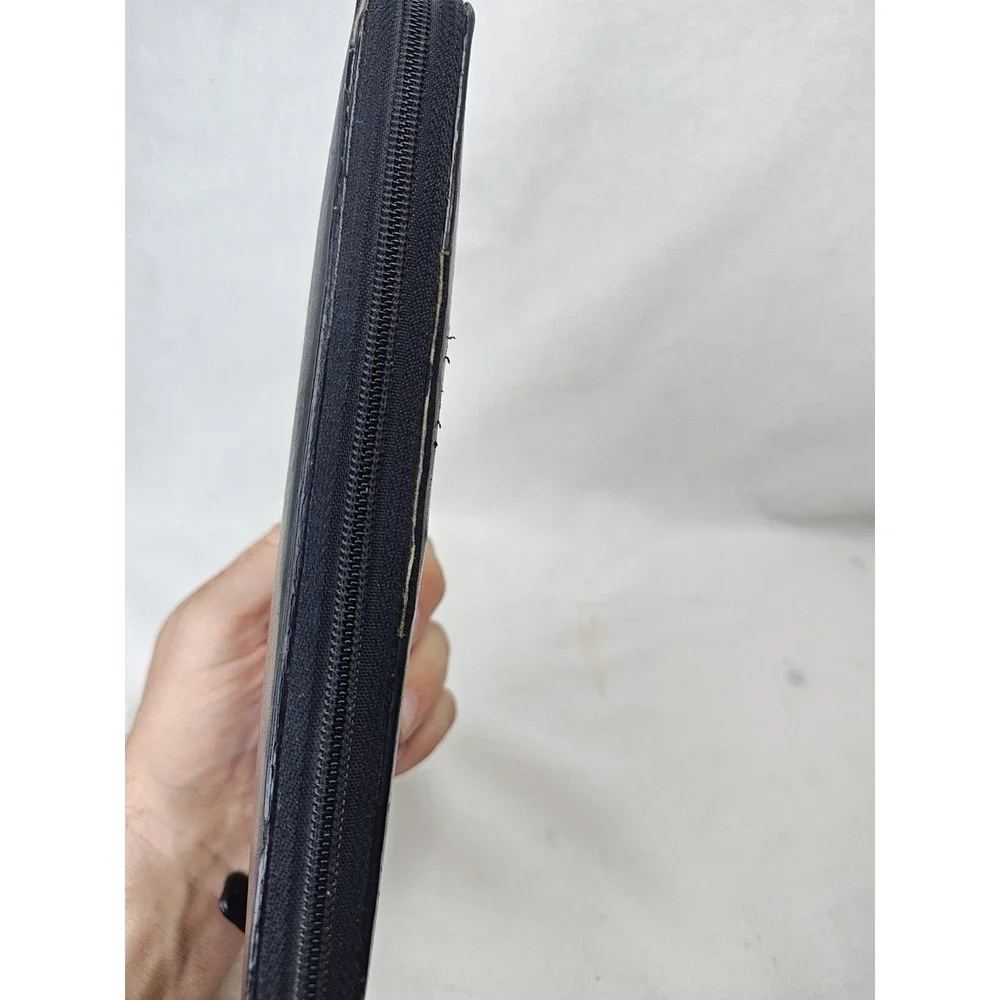 COACH‎ Vintage Black Pebbled Leather Zip Around Long Wallet Organizer ID Window